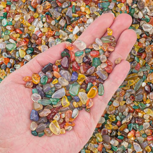 0.3Lb/100g Colorful Agate Aquarium Fish Tank Gravel Rocks, Crushed Stone Crystal Chips Bulk Natural Gemstones Pebbles Irregular for Aquarium, Vase Fillers, Succulent Plants Decor (Multicolor Agate) - color: Multicolor Agate