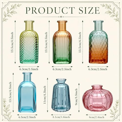 6 Pcs Stained Glass Hanging Vases Planters with Rope