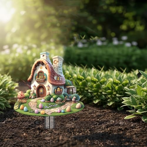 House Garden Stakes Decor Yard Acrylic - 2D Spring Garden Acrylic Sign Decoration, Yard Art, Gift for Nature Lovers, for Indoor & Outdoor Flower Pots, Yard, Mini Gardens & Lawn (5.9”x5.9”) Y24