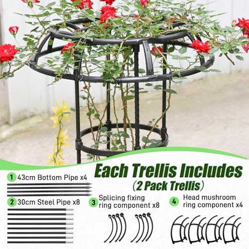 Quibbay Garden Trellis for Climbing Plants Outdoor,41.3 Inch Mushroom Top Trellis for Climbing Plants, Rustproof Metal Plant Flower Trellises for Vine Rose Flower Tomato Support Outdoor Indoor,1 Pack - style: 3 Floors-10*41IN