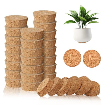 36 Pcs Invisible Pot Feet, 1.6 * 1.8 Inch Plant Pot feet Risers with Non Slip Surface,Sturdy Cork Plant Pot Feet Solid Corkwood Planter Pot Lifter for Indoor Outdoor Plants Pots