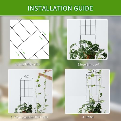4 Pack 31'' Plant Trellis for Climbing Plants Indoor & Outdoor, Metal Trellis for Potted Plants, Plant Support for Houseplant, Vines, Pothos, Rose, Ivy, and Flowers, Black - size: 31in/4Pack