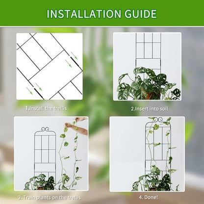 4 Pack 31'' Plant Trellis for Climbing Plants Indoor & Outdoor, Metal Trellis for Potted Plants, Plant Support for Houseplant, Vines, Pothos, Rose, Ivy, and Flowers, Black - size: 31in/4Pack