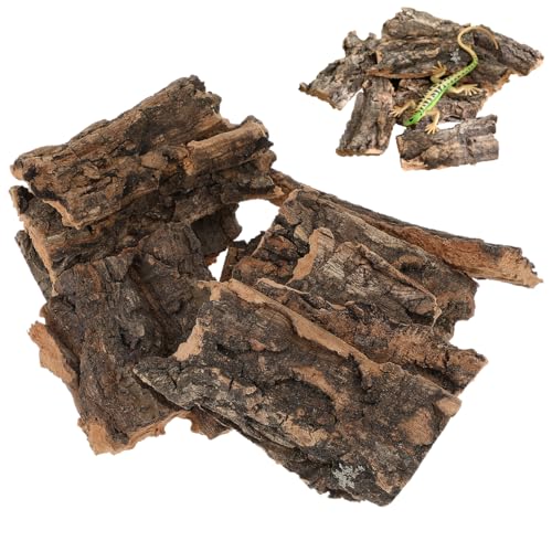 Abaodam 10Pcs Reptile Tree Bark Hides, Natural Cork Bark Terrarium Decor