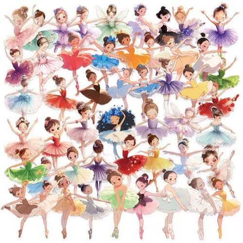 50PCS Cartoon Ballerina PET Stickers - style: Ballerina