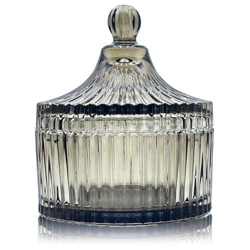Colorful Glass Jar With Lid Candy Candle Jars Jewelry Box Buffet Biscuit Containers Bath Salt Holder Antique Bathroom Decor(Tawny) - color: Yurt-Tawny