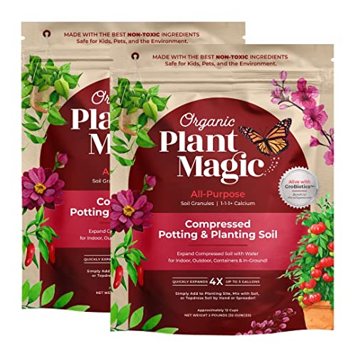 Compressed Organic Potting Soil: 100% Organic, Expands Up to 4X with Water, Nutrient-Dense Plant Food Derived from Worm Castings, Types of Plants, Kid & Pet Safe (Two 2 lb Bags) - size: Two 2 lb Bags