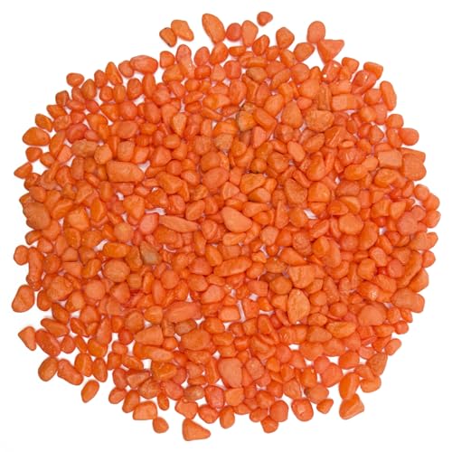 Orange Pebbles for Crafts, 0.9 Pound Natural Polished Aquarium Gravel, Decorative Pebbles for Indoor Plants, Turtle Tank, Vase, Succulents Cactus, Garden Landscaping - color: Orange, size: 0.9LB