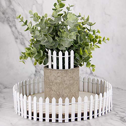 Prsildan 40 Inches Miniature Fairy Garden Fence, DIY Wood Picket Fence Mini Ornament - color: White One Pack