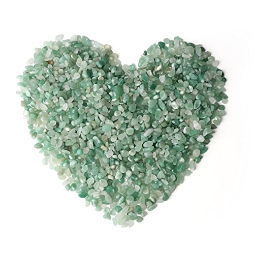 LAIDANLA 1lb/15.87oz Decorative Tumbled Gravel Green Aventurine Crystals Chip Polished Bulk Natural Gem Aquarium Gravel Rocks Pebbles Fish Tank Gravel Vase Filler Succulents Terrarium Supplies - color: Green Aventurine, size: 1 Pound-（0.28"-0.35"）