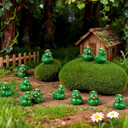 Soulchen 50 Pcs Mini Resin Frog Ducks Bulk Tiny Ducks Miniature Frogs Figurines Small Little Frog to Hide Green Animals Statues Bulk for Garden Landscape Ornament Potted Plant Cake DIY Home Decoration