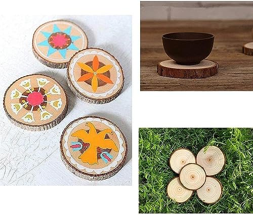 Unfinished Natural with Tree Bark Wood Slices 10 Pcs 4.2-4.7 inch Disc Coasters Wood Coaster Pieces Craft Wood kit Circles Crafts Christmas Ornaments DIY Crafts with Bark for Crafts Rustic Wedding - size: 10pcs 4.2-4.7inch