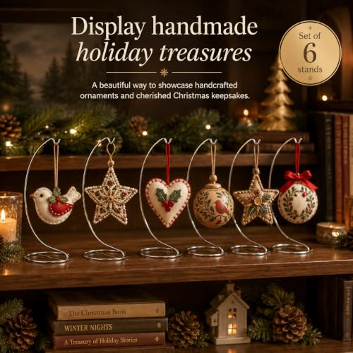 Silver Ornament Display Stands Set of 6, 9 Inch Chrome Metal Hanging Stands for Christmas Ornaments, Jewelry, Terrariums, Glass Globes, Air Plants, Crafts, Collectibles and Decorative Tabletop Displays - size: 6 Pack