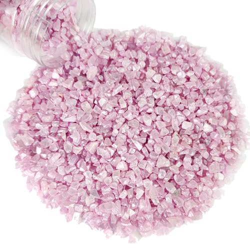 1.3 LB Crushed Glass Sand Broken Pieces for Resin Art,Crafts,Rose - color: Lavender