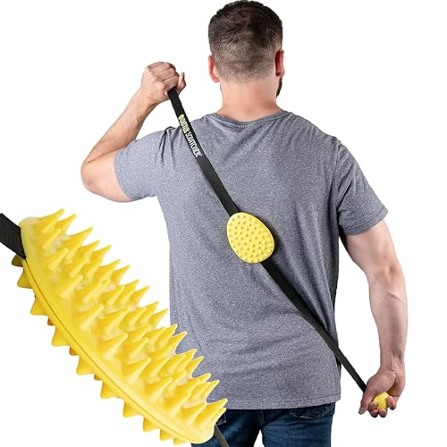 Original Back Scratcher - 2-Sided Back Scratching Tool for Hard-to-Reach Area, Durable 45" Strap with Ball Handles for Towel Like Operation, Universal Gifts for Men and Women, Yellow - color: Yellow, size: 2-Hand Original