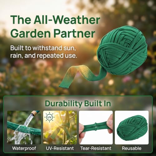 2 Pack Stretch Soft Garden Plant Ties for Indoor & Outdoor Plants, Garden Twine, Gardening Tape, Tree Support, Stretchy Trap for Trees,Flowers,Green Soft Ties for All Plants All Gardeners