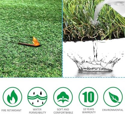 Petgrow Artificial Realistic & Thick Fake Mat for Outdoor Garden Landscape Pet Pad Dog Synthetic Grass Rug Turf (10FTX10FT(100 Square FT) - size: 10 FT x 10 FT (100 Square FT)