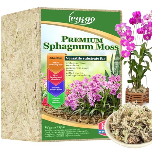 3.3lb Sphagnum Moss for Plants, 60QT Orchid Moss Potting Mix | Long Fiber Sphagnum Moss Dried for Plants Indoor, Orchid Repotting, Succulent, Carnivorous Plants, Terrarium and Reptiles - size: 3.3 lb