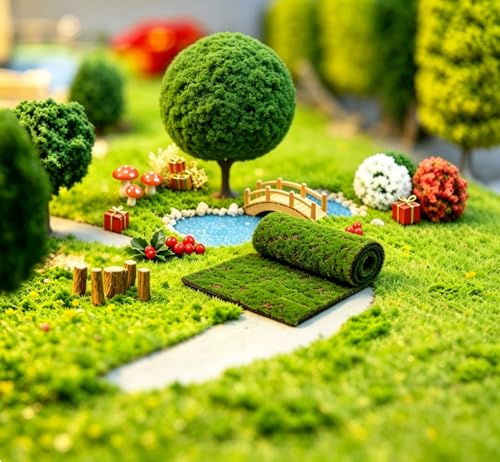 Fake Moss Rug Artificial Grass Mat – Realistic Safe Plastic Turf for Indoor Outdoor Decor, Terrarium, Crafts, Fairy Gardens, Decorative Plants