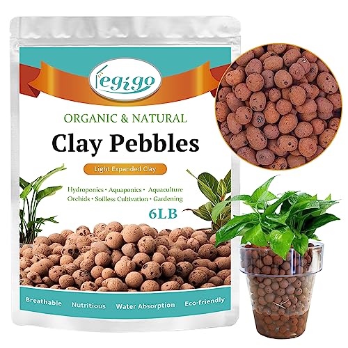 Legigo 6LB Leca Clay Pebbles for Plants, 4mm-16mm Clay Balls for Hydroponic - size: 6LB
