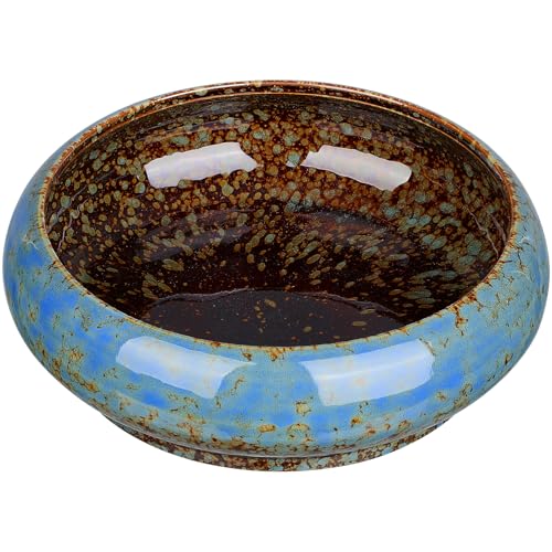 Ceramic Hydroponic Plant Pot Indoor Succulent Planter for Water Lily and Narcissus .3 Inch Decorative Bowl for Garden Balcony Table