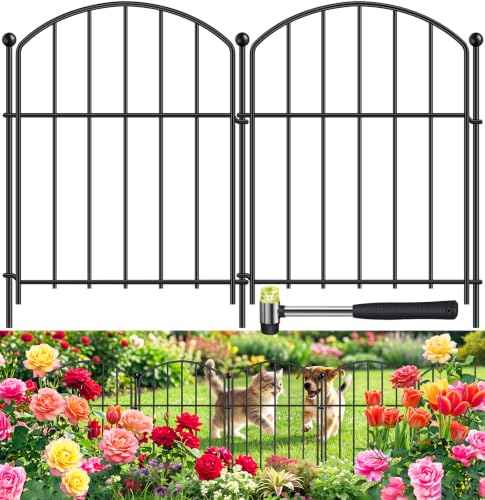 Decorative Garden Fence, 20-Pack Rustproof Animal Barrier, 17 in x 20 ft - size: 20 Panels-17in(H)x20ft(L)