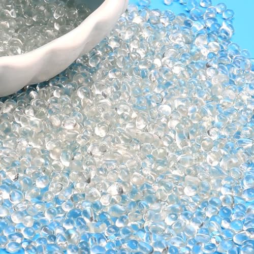 0.89LB Clear Aquarium Glass Stones Sea Glass Pebbles for Fish Tanks Decorations Aquarium Gravel Fish Tank Rocks, Glass Gems Stones Beads Pebbles Rock Sand for Vase Filler Fish Turtle Tank Decorations - color: Clear