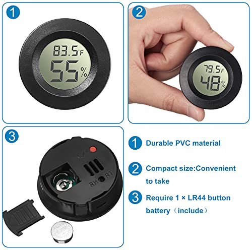 Weewooday 8 Pcs Mini Hygrometer Thermometer Digital LCD, Black, White | Monitor Indoor Outdoor Room, Humidity Meter Temperature Gauge for Greenhouse Garden Reptile Incubator Cellar,℉ or ℃ - size: Black, White