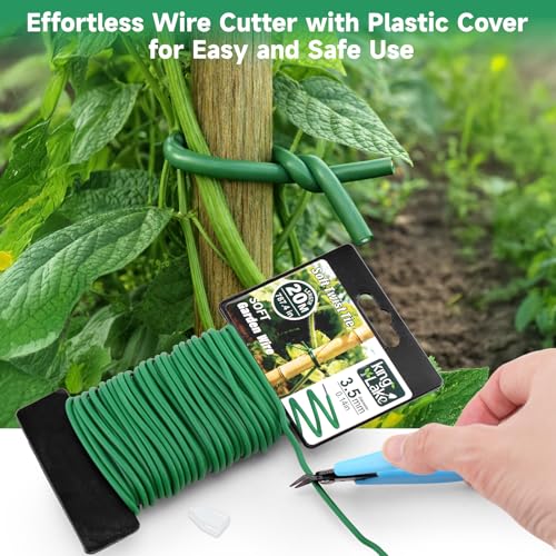 KINGLAKE Green Garden Wire with Pliers - 132 Feet 3.5mm Garden Ties Soft Plant Twist Ties Plant Wire for Climbing Plants Tomatoes Support Vines Vegetables Flowers Indoor & Outdoor Gardening Training - size: 3.5mm x 132ft