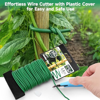 KINGLAKE Green Garden Wire with Pliers - 132 Feet 3.5mm Garden Ties Soft Plant Twist Ties Plant Wire for Climbing Plants Tomatoes Support Vines Vegetables Flowers Indoor & Outdoor Gardening Training - size: 3.5mm x 132ft