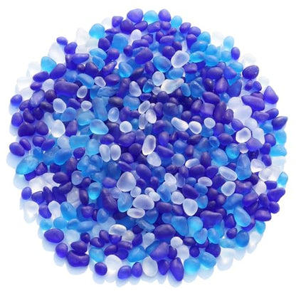 QYGL Sea Glass Stones - 0.55LB Blue Mixed Frosted Glass Pebbles Gemstones - color: Blue Mixed