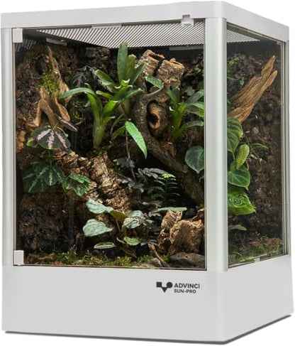 Reptile Terrarium 12"x12"x16" 9.5 Gallon,Aluminum Frame,Full Glass Tank Enclosure for Small Reptiles, Geckos, Frogs, Lizards, Snakes, Spiders, Turtles, Vertical Rainforest Habitat - size: 12x12x16"