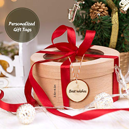 Natural Wood Slices - 30 Pcs 3.5-4 inches Craft Unfinished Wood kit Predrilled with Hole Wooden Circles for Arts Wood Slices Christmas Ornaments DIY Crafts - size: 30pcs(3.5"-4.0")