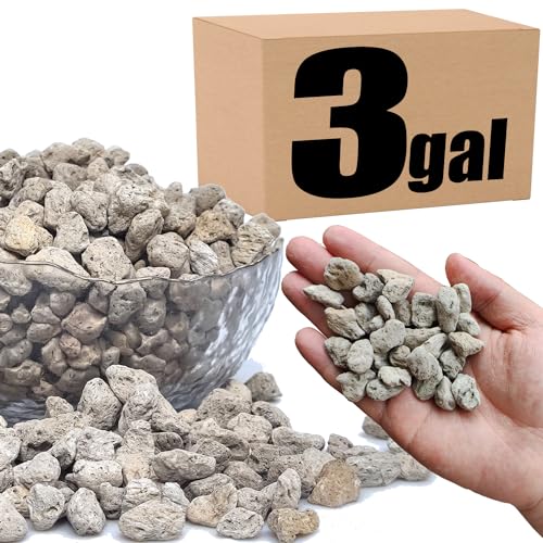 MDPQT Organic Pumice for Bonsai and Horticultural 100% Natural (3 gallons, 1/2 inch) - color: 3 gallons, size: 1/2 inch