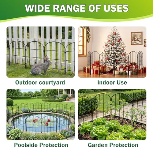24in (H) x 11ft (L) Decorative Garden Fence Panels 10 Pack No Dig Fencing, Rustproof Metal Wire Garden Fence Border, Small Animal Barrier Fence for Dog - size: 10.83 ft(L) X 24 in(H) ,10 pack