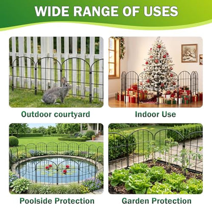 24in (H) x 11ft (L) Decorative Garden Fence Panels 10 Pack No Dig Fencing, Rustproof Metal Wire Garden Fence Border, Small Animal Barrier Fence for Dog - size: 10.83 ft(L) X 24 in(H) ,10 pack