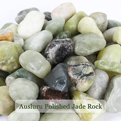 5lbs Natural River Rocks, Polished Pebbles for Plants Garden, 1-2 inch Decorative Jade Stones, Ideal for Fish Tank, Vases, Crafting, Home Decor and Garden Landscaping Rocks,Jade - size: 5 Pounds, style: Jade