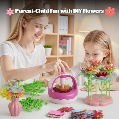 Fabric Flower Bouquet Craft Kit, DIY Arts & Crafts Toy for Kids, Creative Flower-Making Activity Set, Educational Preschool Toy, Perfect Birthday & Christmas Gift for Girls Ages 4 5 6 7 8+ (red) - color: red