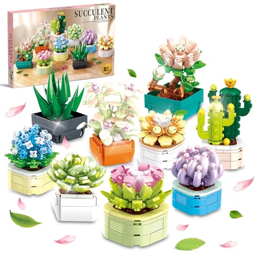 9 Pack Tiny Flowers Succulents Building Set 832PCS Botanical Collection