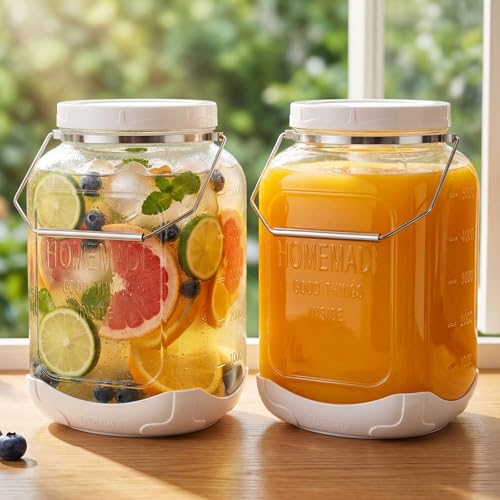 FavorFlavor Glass Jar with Airtight Lid: 2P 1.5Gallon Mason Jar for Kitchen