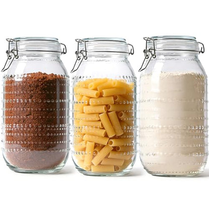 ComSaf Tall Glass Pantry Jars with Airtight Lids 71 oz 3 Pack Wide Mouth | Flour sugar cereal, Pasta pet food, Pantry organization, Cabinet organization, Countertop storage, Sourdough pickling - size: 71 fl oz/3pcs