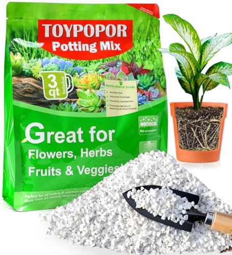 TOYPOPOR Perlite for Plants, (3qt) 3-6mm Organic Perlite for Gardening, Perlite for Plants Indoor, Soil Additive Conditioner Mix Improve Drainage and Ventilation Promote Root Growth and Soil Health - color: Perlite, size: 3 qt