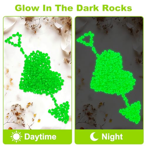 500pc Glow in The Dark Outdoor Rocks Glow in The Dark Fish Rocks Glowing Rocks for Garden Luminous Stones for Aquarium Glowing Stones for Driveway Walkway Patio Lawn Yard,Green - size: 500, style: Green