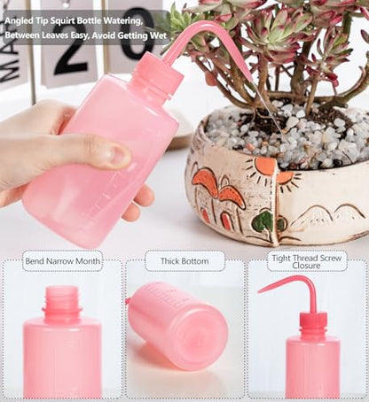 Melphoe Tattoo Wash Bottle Squeeze, 2Pcs 250ml Water Squirt Bottle Succulent Watering, Safety Rinse Watering Tools, Tattoo Supplies, Irrigation Sprinkling Can Wash Plant (Pink) (Pack of 2) - color: Pink, size: 8.5 Ounces (Pack of 2)