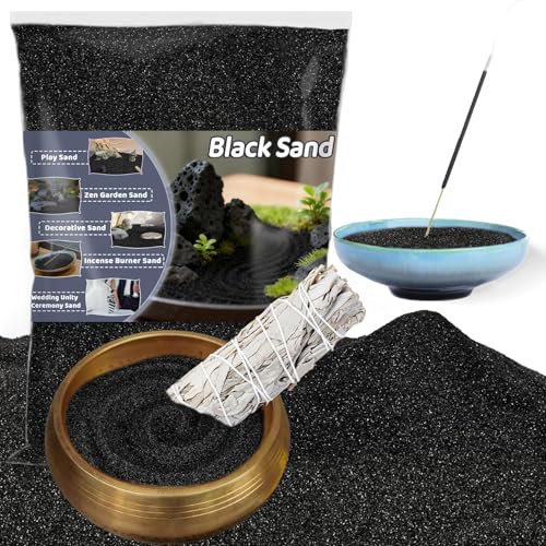 RAINFLOW 15oz Fine Black Sand - Quartz Sand for Crafts & Decor | Decorative Colored Sand for Wedding Unity Ceremony, Zen Garden, Vase Filler, Incense Burner & Eco Bottle - color: Black, size: 15 OZ