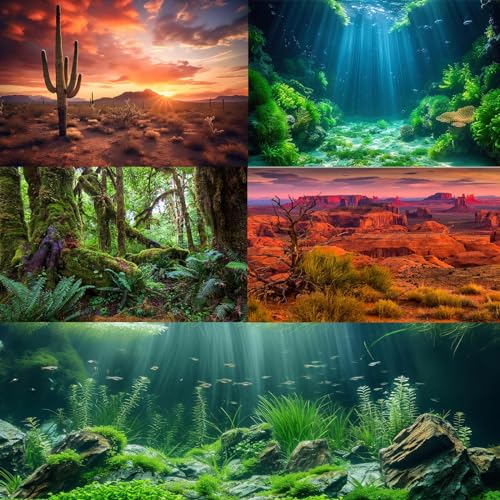 Desert Reptile Habitat Background Arid Landscape of Hot Sahara Desert Terrarium Background Desert Cacti and Sand with Dunes Aquarium Background Natural Hot Desert Fish Tank Background Vinyl 24x12in - color: Cacti Green, size: 24(W)x12(H)in