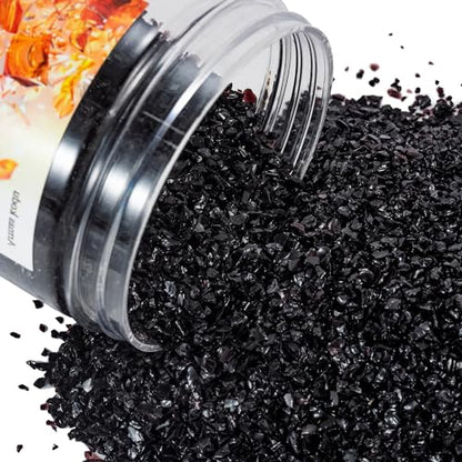 Black Fine Crushed Glass for Resin Art & Crafts - color: Black