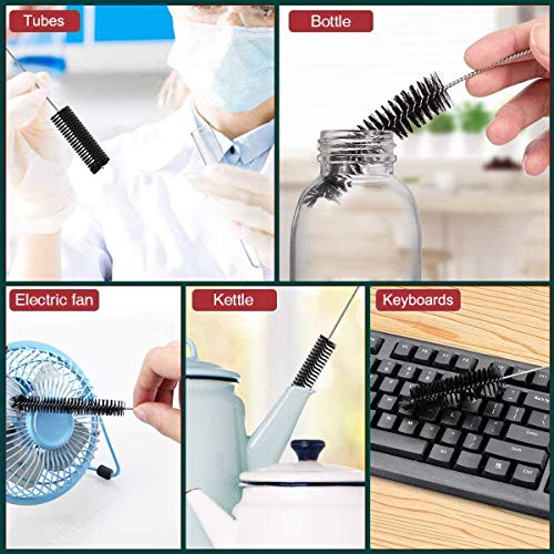Long Straw Brush Cleaner (10 Pack), Flexible Nylon Tube Cleaning Brushes with 0.4" Bristles, Rust-Proof Stainless Steel Wire Washer for Reusable Tumblers, Sports Bottles & Pipes (10 Inch) - color: Black