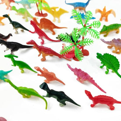 YOOHUA 120PCS Mini Dinosaur Figures Set, Plastic Assorted Mini Dinosaur Figures, Little Dinosaur Figurine, Small Dino Toy 1.5 inch - 3 inch, Great for Dino Cake Topper, Easter Eggs Filler