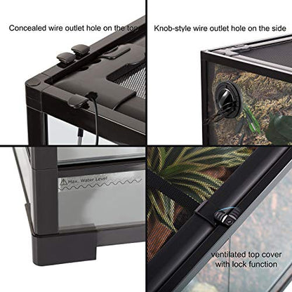 REPTI ZOO 24" x 18" x 36" Reptile Tall Glass Terrarium Rainforest Habitat Double Hinge Door with Screen Ventilation 67 Gallon Reptile Terrarium Easy Assembly
